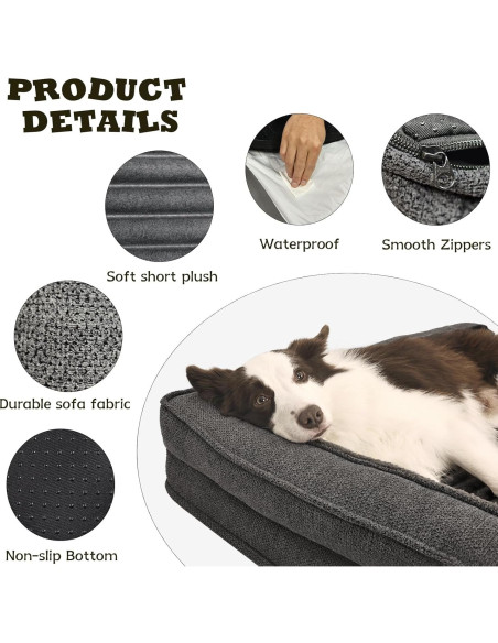 Cama ortopédica para perros grandes WINDRACING 91x58cm gris
