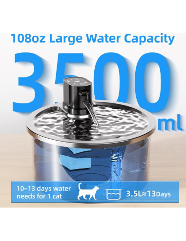 Fuente de Agua Inalámbrica Jzla Pro 3.2L Acero Inoxidable