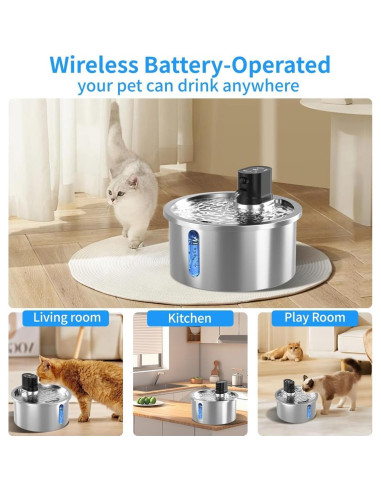 Fuente de Agua Inalámbrica Jzla Pro 3.2L Acero Inoxidable