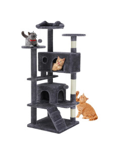 Torre para Gatos Sweetcrispy 137 cm Gris con Rascador y Juguetes