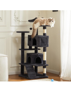 Torre para Gatos Sweetcrispy 137 cm Gris con Rascador y Juguetes 2