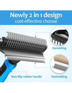 Rastrillo 2 en 1 para perros y gatos Dongguanshi - Cepillo deshedding y desmatizador 2