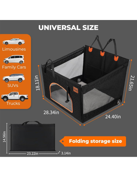 Asiento de Coche Grande para Perros KYG Impermeable 72x62cm