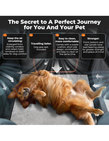 Asiento de Coche Grande para Perros KYG Impermeable 72x62cm