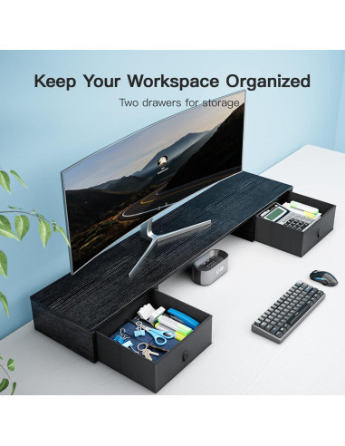 Soporte Doble para Monitor HUANUO con Cajones 111 cm 59.87 kg