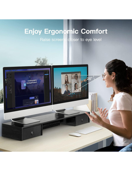 Soporte Doble para Monitor HUANUO con Cajones 111 cm 59.87 kg