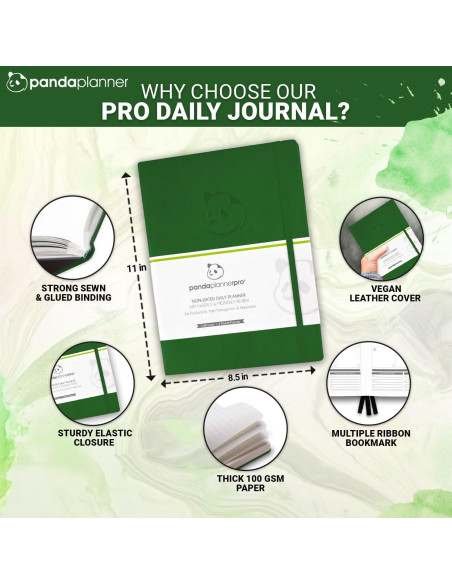 Planificador Panda Planner Pro 2025-2026 Grande 21.6x27.9 cm Verde Planificador Panda Planner Pro 2025-2026 Grande 21.6x27.9 cm Verde