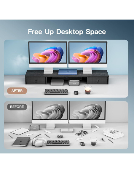 Soporte Doble para Monitor HUANUO con Cajones 111 cm 59.87 kg