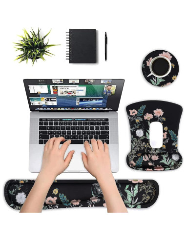 Soporte Reposamuñecas Ergonómico MOSISO Floral Negro