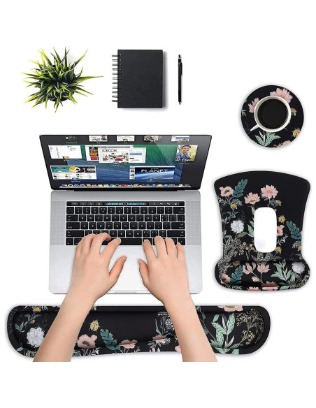 Soporte Reposamuñecas Ergonómico MOSISO Floral Negro
