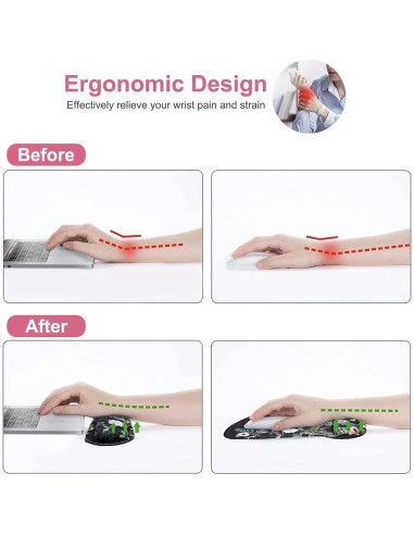 Soporte Reposamuñecas Ergonómico MOSISO Floral Negro