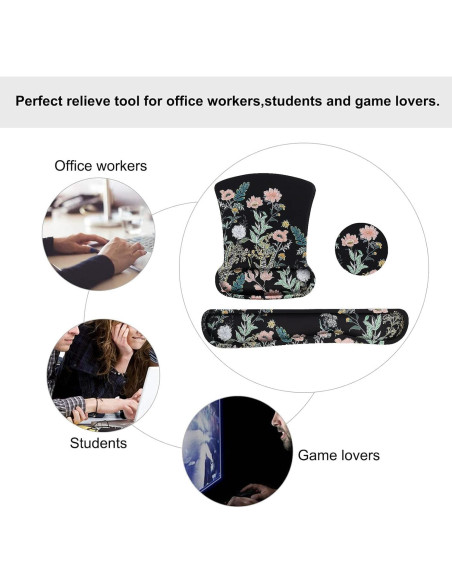 Soporte Reposamuñecas Ergonómico MOSISO Floral Negro