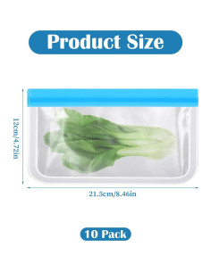 Bolsas de Almacenamiento Reutilizables Gtziqa 10 Pcs 21.5x12 cm 2