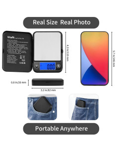 Balanza Digital de Bolsillo Vitafit 500g Alta Precisión Negra 2