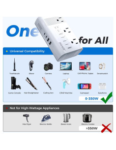Convertidor de Voltaje DOACE 350W 220V a 110V con Adaptadores 2