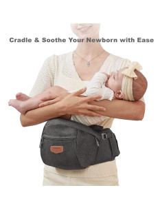Portabebés Ergonómico Sunveno Gris hasta 20kg con Bolsillos 2