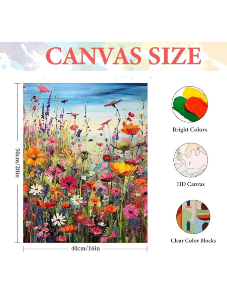 Kit de Pintura por Números HITIRECOVI Flores Silvestres 40x50cm