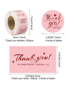 Conjunto de Tarjetas de Agradecimiento Rosa Outus 600 Piezas 2