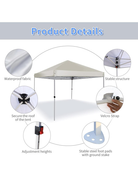 Carpa Plegable LANMOUNTAIN 2.44x2.44m Blanca, Resistente al Agua