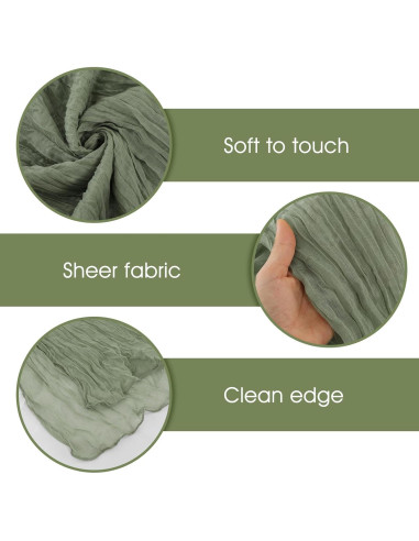 Paquete de 4 Caminos de Mesa de Gasa Verde Salvia 50x305 cm