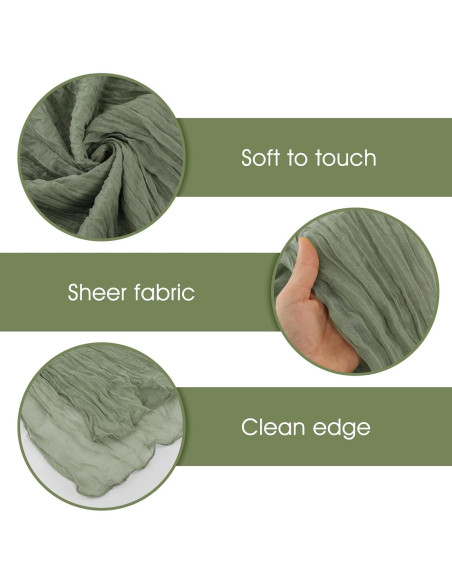 Paquete de 4 Caminos de Mesa de Gasa Verde Salvia 50x305 cm