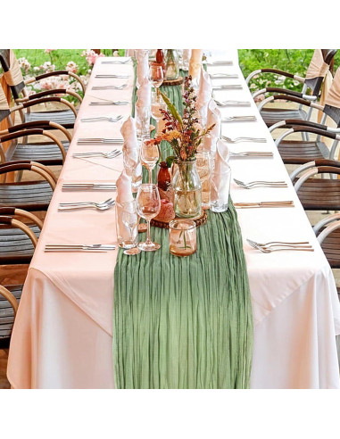 Paquete de 4 Caminos de Mesa de Gasa Verde Salvia 50x305 cm