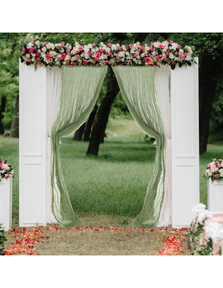 Paquete de 4 Caminos de Mesa de Gasa Verde Salvia 50x305 cm