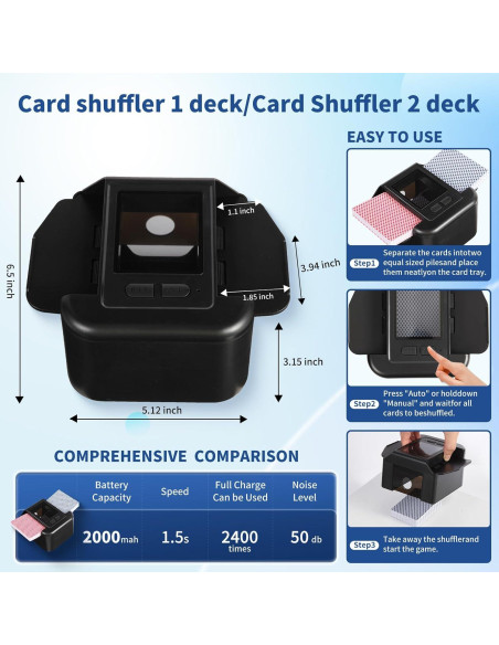 Barajador Automático Recargable USB-C Lxjmcwio para 2 Barajas