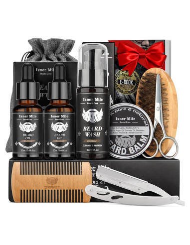 Kit de Barba Isner Mile con Champú, Aceite y Tijeras