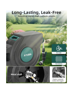 Carrete de Manguera Retráctil AYURA 30 m x 1.27 cm Verde 2