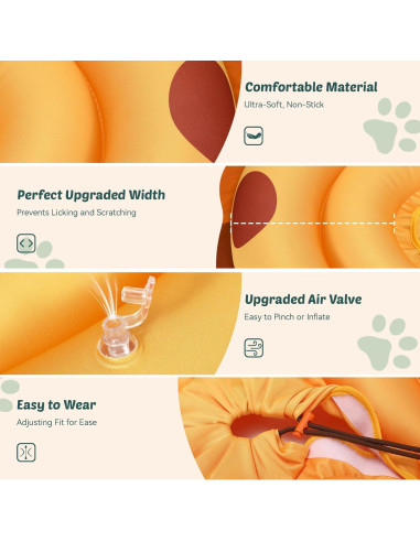 Collar de Recuperación Inflable TOBYTO para Perros XS Naranja