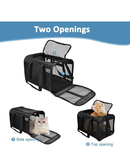 Transportín para Gato ZAKAPAWS Plegable 4.99 kg Negro