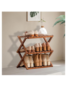 Estante para Zapatos de Bambú Jessie 3 Niveles Plegable 50x25x39cm
