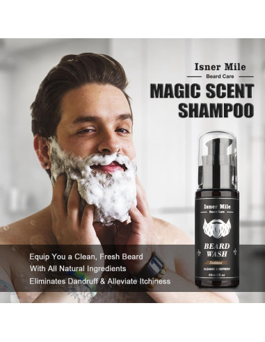 Kit de Barba Isner Mile con Champú, Aceite y Tijeras