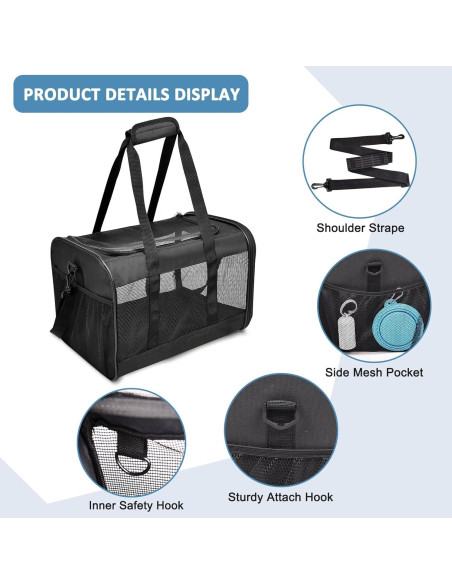 Transportín para Gato ZAKAPAWS Plegable 4.99 kg Negro