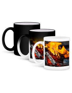 Taza de café 3dRose 11oz (311ml) Madera en fogata Llama