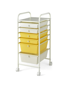 Carro de Almacenamiento Rodante LDAILY 6 Cajones Beige y Amarillo