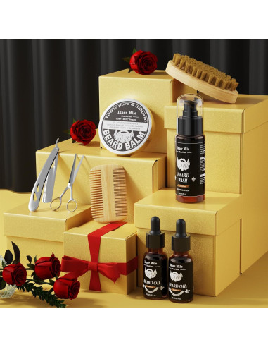 Kit de Barba Isner Mile con Champú, Aceite y Tijeras