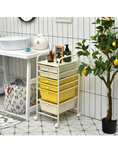 Carro de Almacenamiento Rodante LDAILY 6 Cajones Beige y Amarillo 2