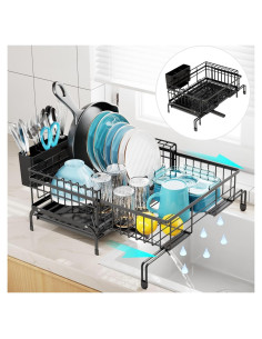 Estante de Secado de Platos Expandible GSlife - Antioxidante, Negro