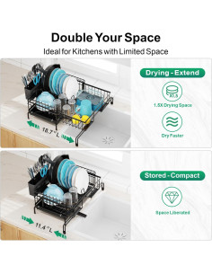 Estante de Secado de Platos Expandible GSlife - Antioxidante, Negro 2