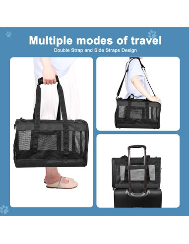 Transportín para Gato ZAKAPAWS Plegable 4.99 kg Negro