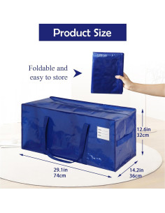 Paquete de 6 Bolsas de Mudanza JCBZAMZ 74x36x32cm Impermeables 2