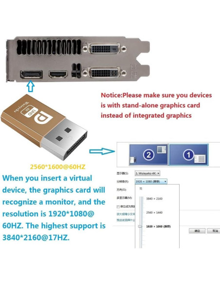 Conector Dummy DisplayPort 4K Woieyeks Paquete de 8