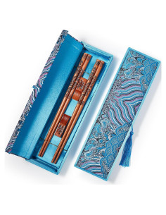 Palillos Reutilizables MUMSUNG Dragón Azul 23.5 cm con Soporte