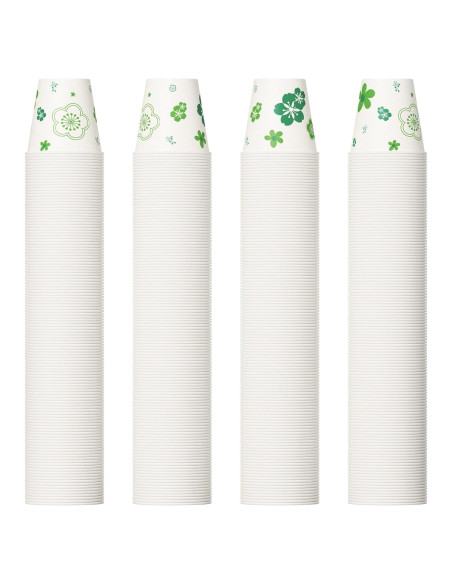 600 Vasos de Papel JOLLY PARTY 3oz Desechables Floral Verde