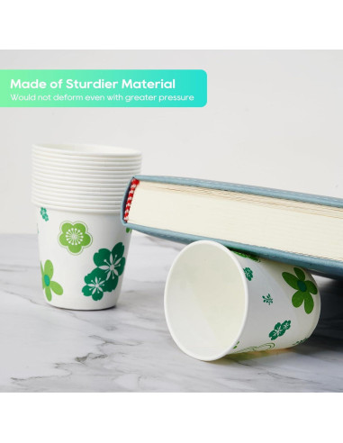 600 Vasos de Papel JOLLY PARTY 3oz Desechables Floral Verde