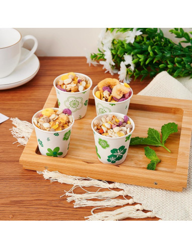 600 Vasos de Papel JOLLY PARTY 3oz Desechables Floral Verde