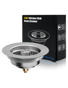 Colador de desagüe de fregadero WEEKUU 4 en 1 acero inoxidable