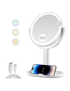 Espejo de Maquillaje MIYADIVA 20X Iluminado 80 LEDs Blanco
